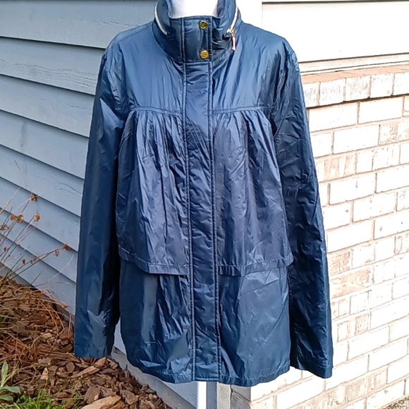 T Tahari nylon jacket windbreaker zip front with hood size L - Picture 1 of 10